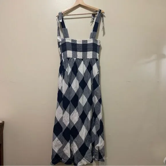Crown & Ivy Blue and White Checkered Gingham Midi Dress size large - Picture 7 of 7